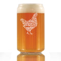 Hen - Cute Funny Beer Can Pint Glass, Etched Sayings - Cute Farmhouse Decor Gifts for Lovers of Hens, Chickens, and Beer