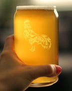Rooster - Cute Funny Beer Can Pint Glass, Etched Sayings - Cute Farmhouse Décor Gifts for Lovers of Roosters, Chickens, and Beer