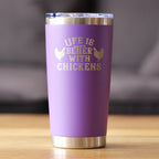 Life is Better with Chickens - Insulated Coffee Tumbler Cup with Sliding Lid - Stainless Steel Insulated Mug - Funny Chicken Gifts for Men & Women