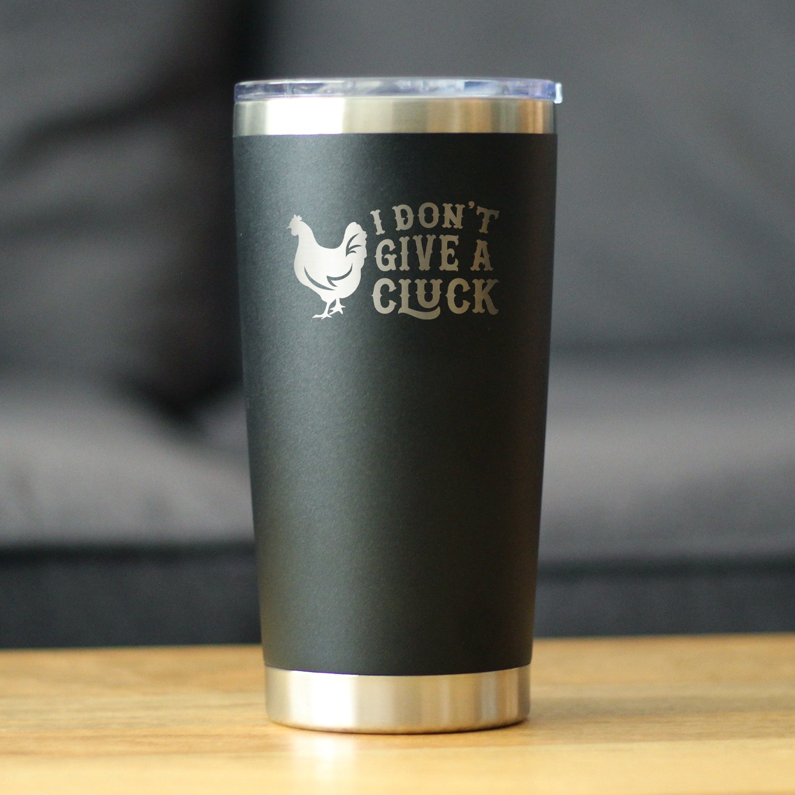Don't Give A Cluck - Insulated Coffee Tumbler Cup with Sliding Lid - Stainless Steel Insulated Mug - Funny Chicken Gift for Women and Men