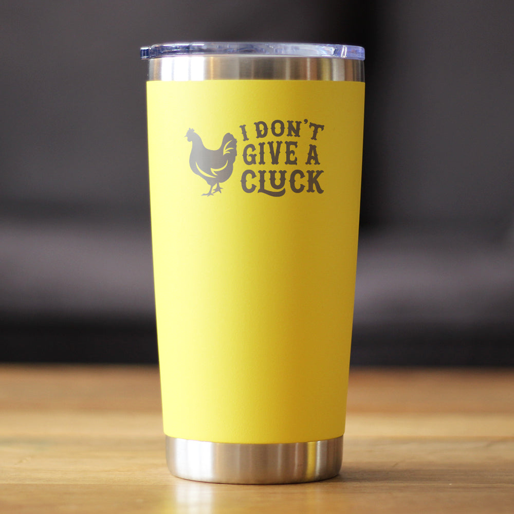 Don't Give A Cluck - Insulated Coffee Tumbler Cup with Sliding Lid - Stainless Steel Insulated Mug - Funny Chicken Gift for Women and Men