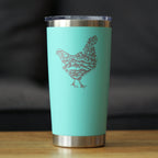 Hen - Insulated Coffee Tumbler Cup with Sliding Lid - Stainless Steel Travel Mug - Chicken Gifts for Women and Men