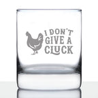Don't Give a Cluck - Funny Chicken Whiskey Rocks Glass Gifts for Men & Women - Fun Whisky Drinking Tumbler Decor